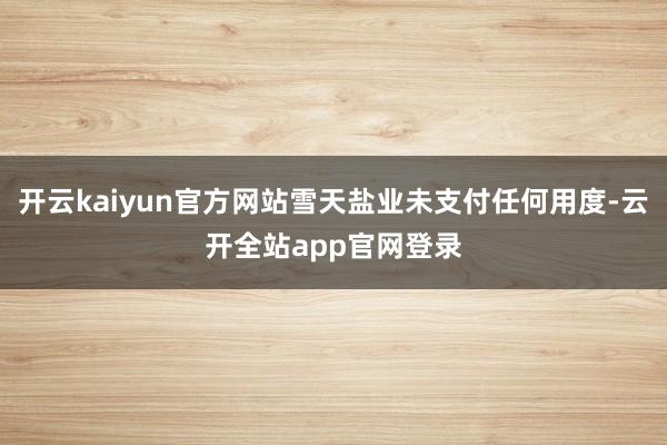 开云kaiyun官方网站雪天盐业未支付任何用度-云开全站app官网登录